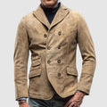 Men's Jacket – Double Breasted – Tailored Fit – Suede-Like Texture – Notch Lapel