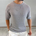 Men's sweater – Slim fit – Light rib structure – Short sleeve – Round neck