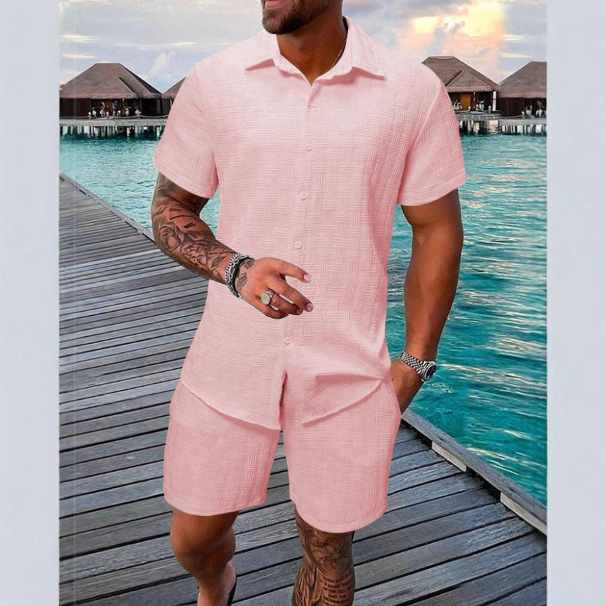 Men's Two-piece Set – Cotton Blend – Relaxed Fit – Jacquard Pattern