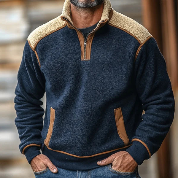 Nordic Fleece Stand-Collar Pullover | Half-Zip Pocket Pullover