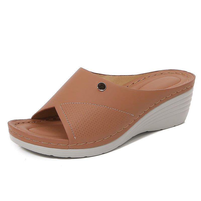 Padded Comfort Perforated Wedge Sandals