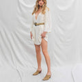 Women's Cover-Up Dress – 100% Cotton – Loose Fit – V-Neck – 3/4 Sleeves – Mini Length