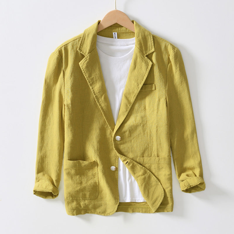 Men's Blazer – Cotton Linen Mix – Relaxed Fit – Single-Breasted with Pockets