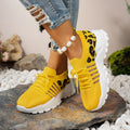 Women's Sneakers – Breathable Flyknit – Low Profile – Leopard Details – Wavy Sole