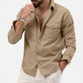 Men's Shirt with Long Sleeves – Regular Fit – Cotton Blend – Button Closure – Chest Pockets