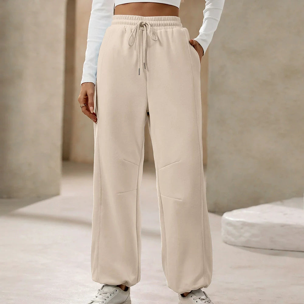 High Waist Relaxed Fit Drawstring Pants