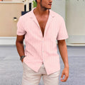 Men's Shirt with Short Sleeves – Classic Fit – Cotton Linen – Button Closure