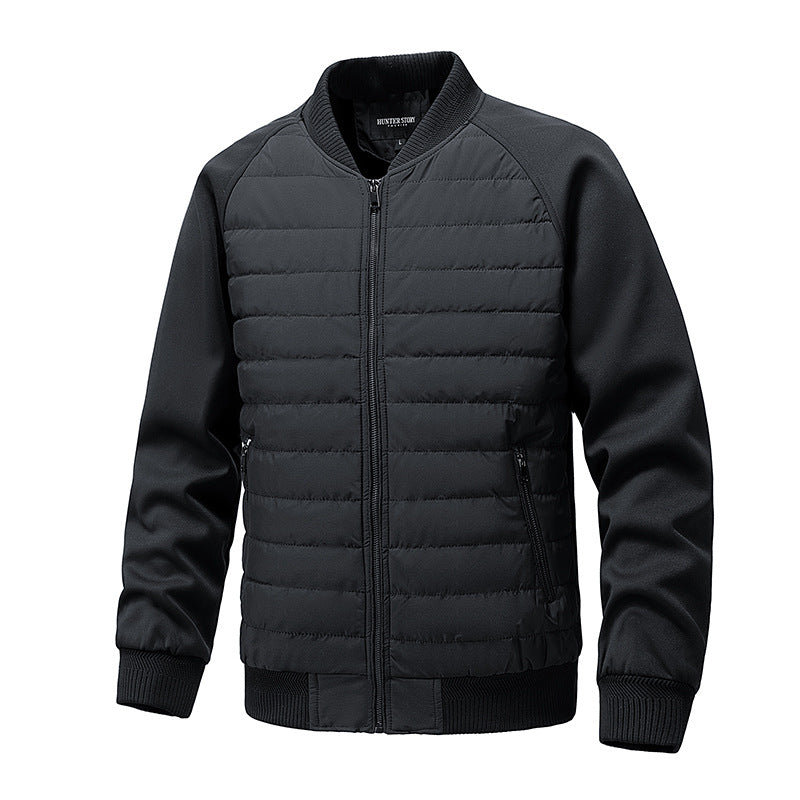 Quilted Front – Smooth Sleeves Bomber Jacket