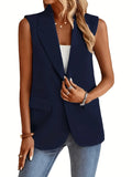 Women's blazer vest – Tailored fit – Sleeveless – Notch lapels – Single button – Pockets