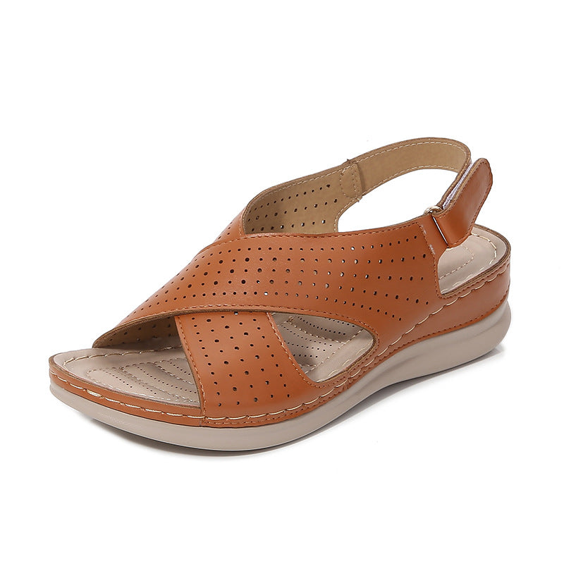 Adjustable Padded Sole Cross Strap Sandals