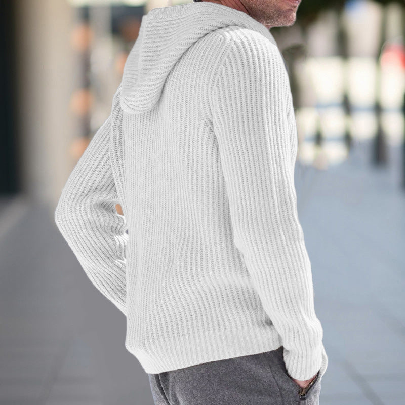 Knit Relaxed Fit Hooded Cardigan
