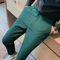 Men's Cropped Trousers – Slim Fit – Textured Lightweight Fabric – Tapered Leg