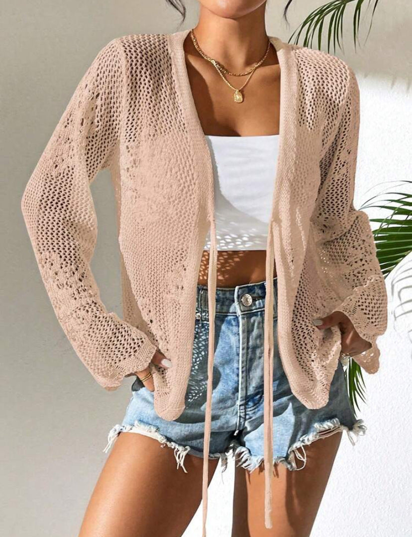 Women's Cardigan – Lightweight Knit – Loose Fit – Open Front – Long Sleeves