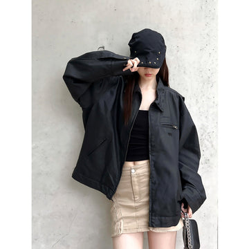 Leather Oversize Waxed Finish Jacket