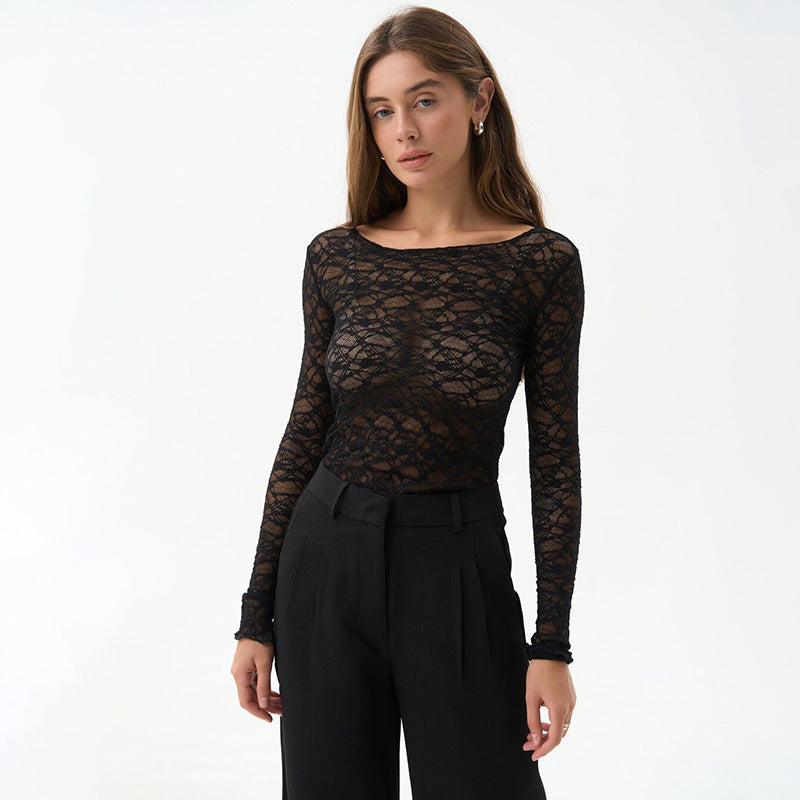 Lace Transparent Long Sleeve Top