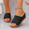 Women's Sandals – Slip-on Wedge Heel – Perforated Strap – Sculpted Edge – Open Heel