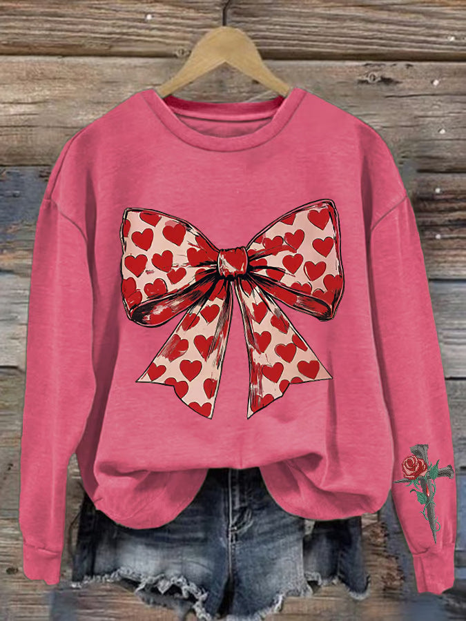 Oversized Bow Graphic Print Sweatshirt