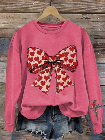 Oversized Bow Graphic Print Sweatshirt