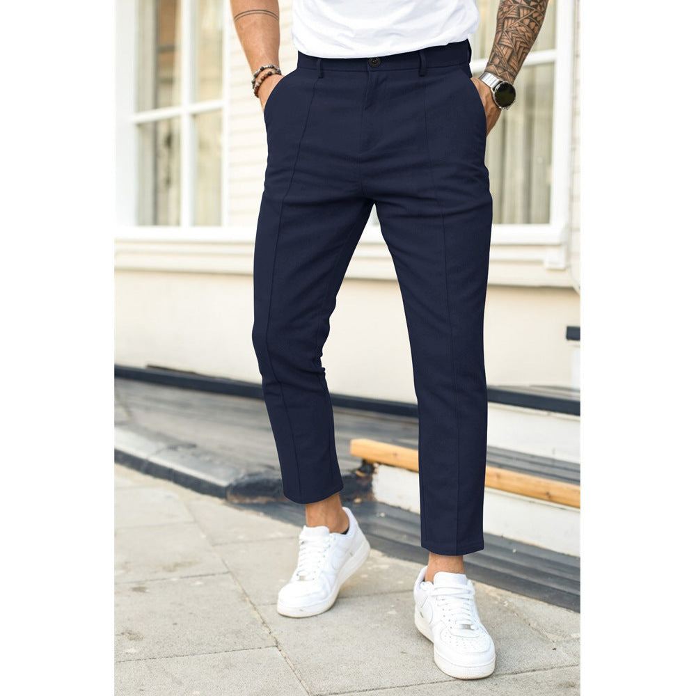 Men's Trousers – Slim Fit – Ankle Length – Double Pleat – Belt Loops