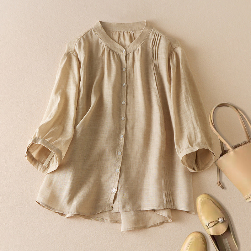 Natural Fibres Pleated Relaxed Shirt