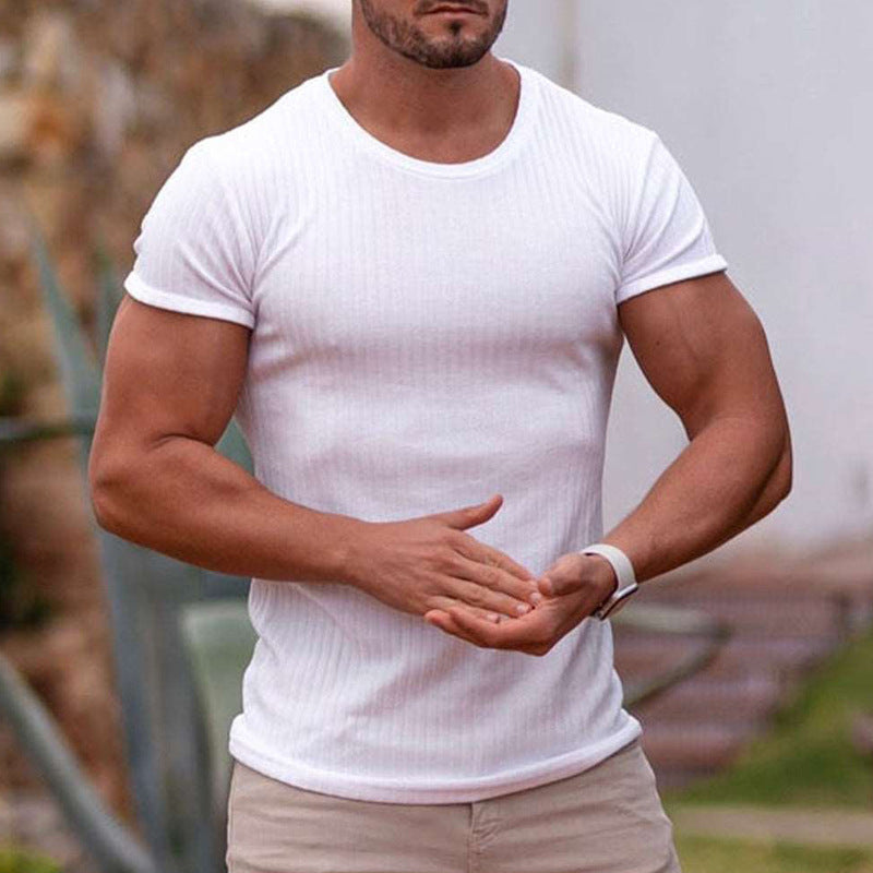 Soft Cotton Blend Rib Slim T-shirt