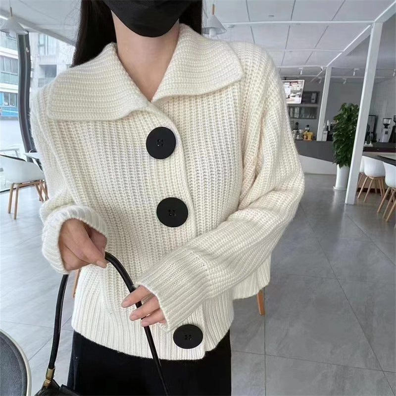 Knit Loose Fit Lapel Cardigan