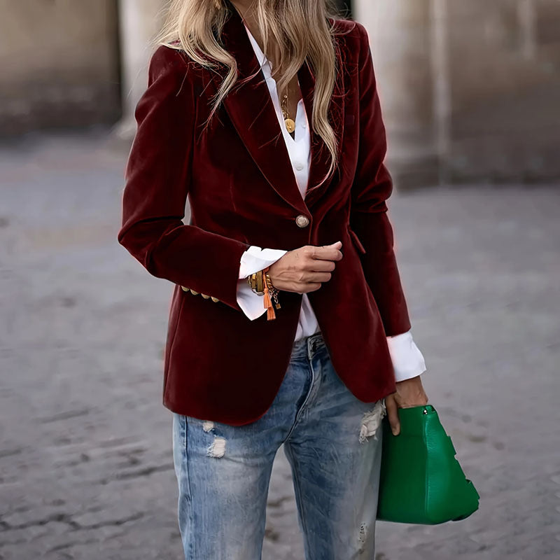 Velvet Blend Slim Fit Notch Lapel Blazer