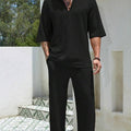 Men's set with shirt and pants – relaxed fit – light cotton – short sleeve