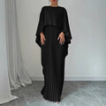 Women's Maxi Dress – Batwing Sleeves – High Neck – Pleated Skirt – Airy Fit