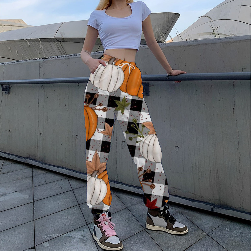 Bold Print Relaxed Fit Drawstring Trousers