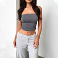 Women's Crop Top – Strapless Slim Fit – Ruched Design – Light Stretch Fabric
