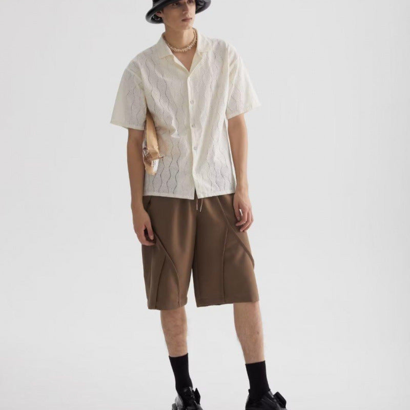 Breathable Lace Oversize Cuban Collar Shirt