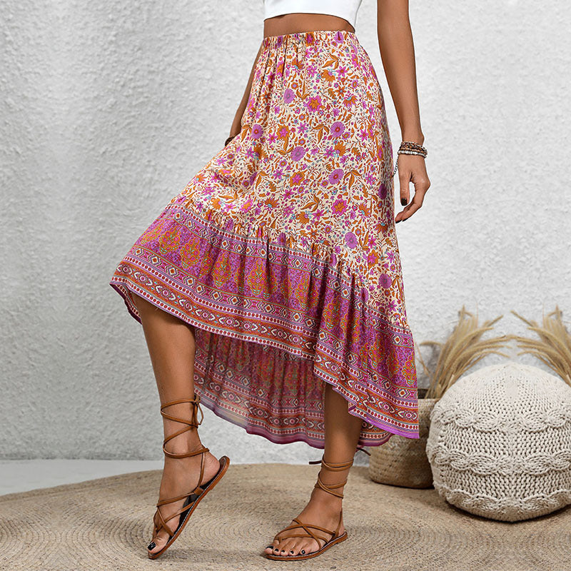 Elastic Waist Floral Paisley Tulle Skirt