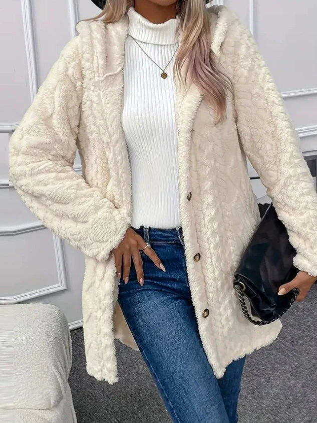 Plush Fleece Hooded Oversized Long Jacket
