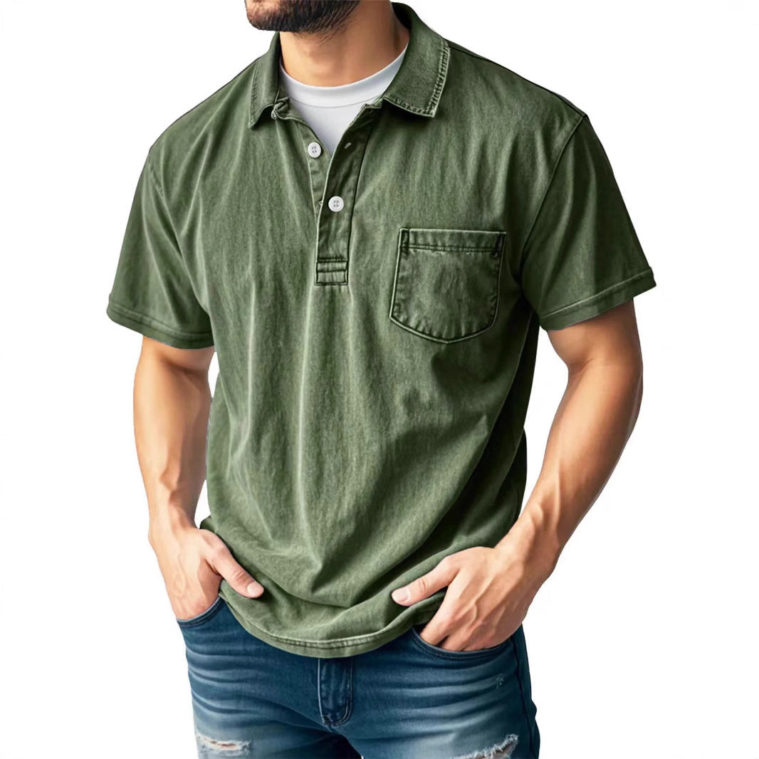 Breathable Relaxed Fit Chest Pocket Polo Shirt