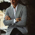 Men's Blazer – Slim Fit – Wool Blend – Checkered Pattern – Classic Formal Design