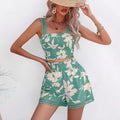 Women's Set with Top and Shorts – Light Cotton – Smock Top – Floral Print – Relaxed Fit