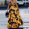 Women's Maxi Dress – A-line Fit – Light and Breathable – Spaghetti Straps – Print Design