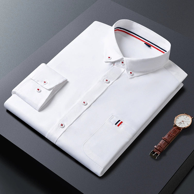 Slim Fit Cotton Blend Long Sleeve Shirt