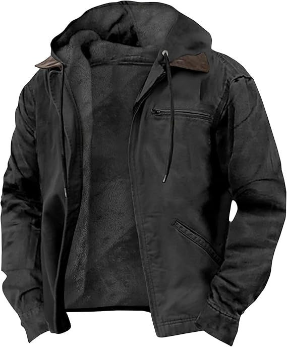 Men's Hoodie Jacket – Fleece Lining – Relaxed Fit – Zipper – Practical Pockets