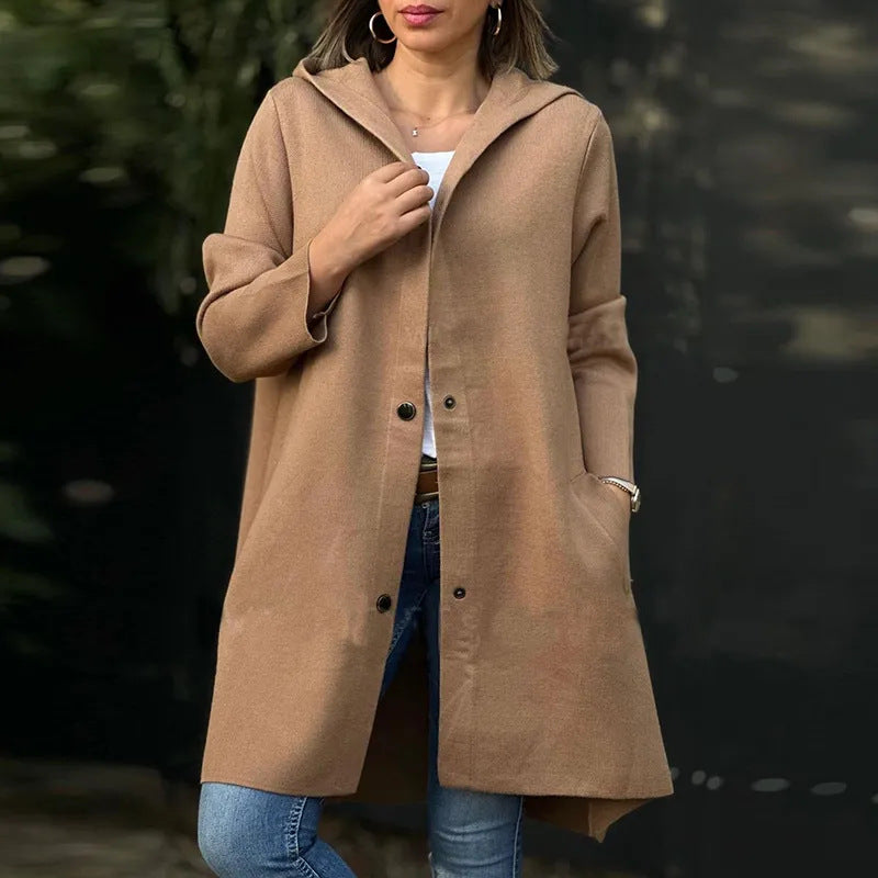 Wool Hooded Mid-Thigh Coat