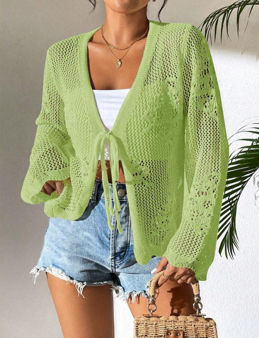 Women's Cardigan – Lightweight Knit – Loose Fit – Open Front – Long Sleeves
