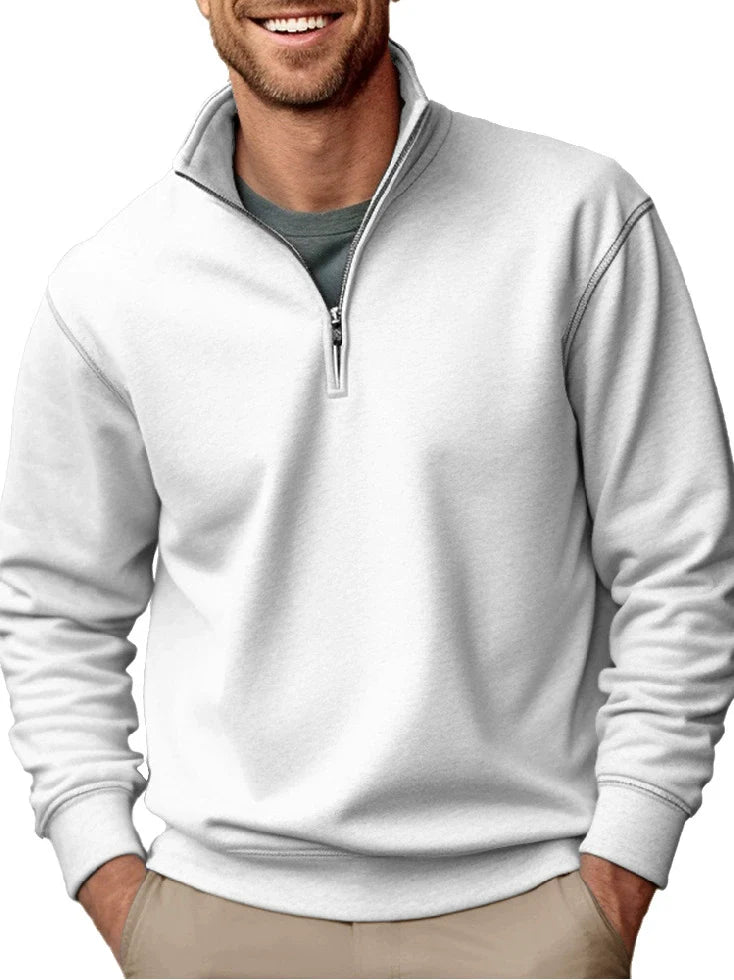 Quarter Zip Stand Collar Soft Fleece Sweatshirt