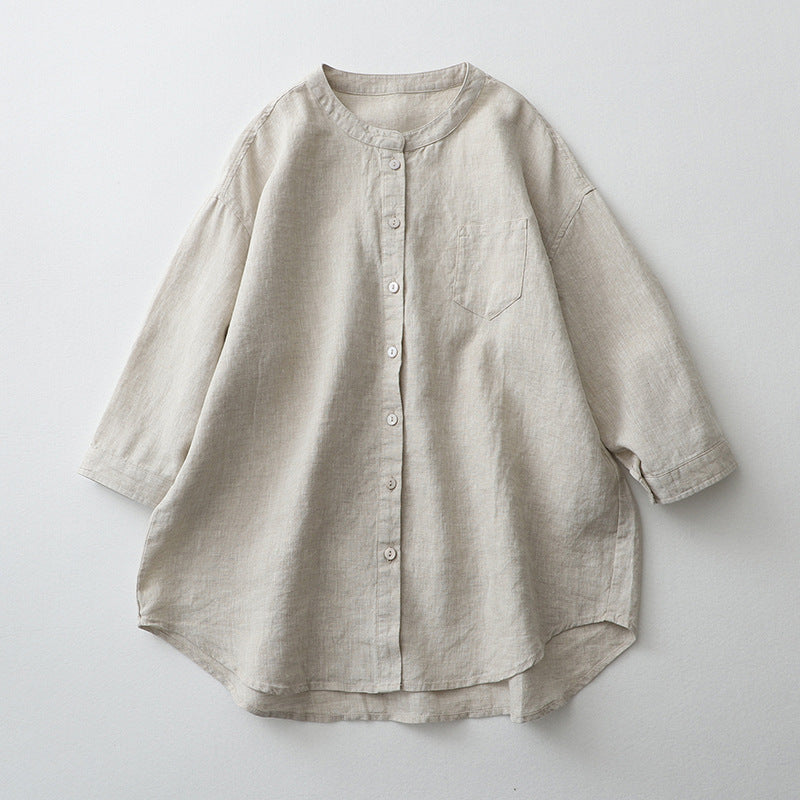 Oversized Natural Fibers Three-Quarter Shirt