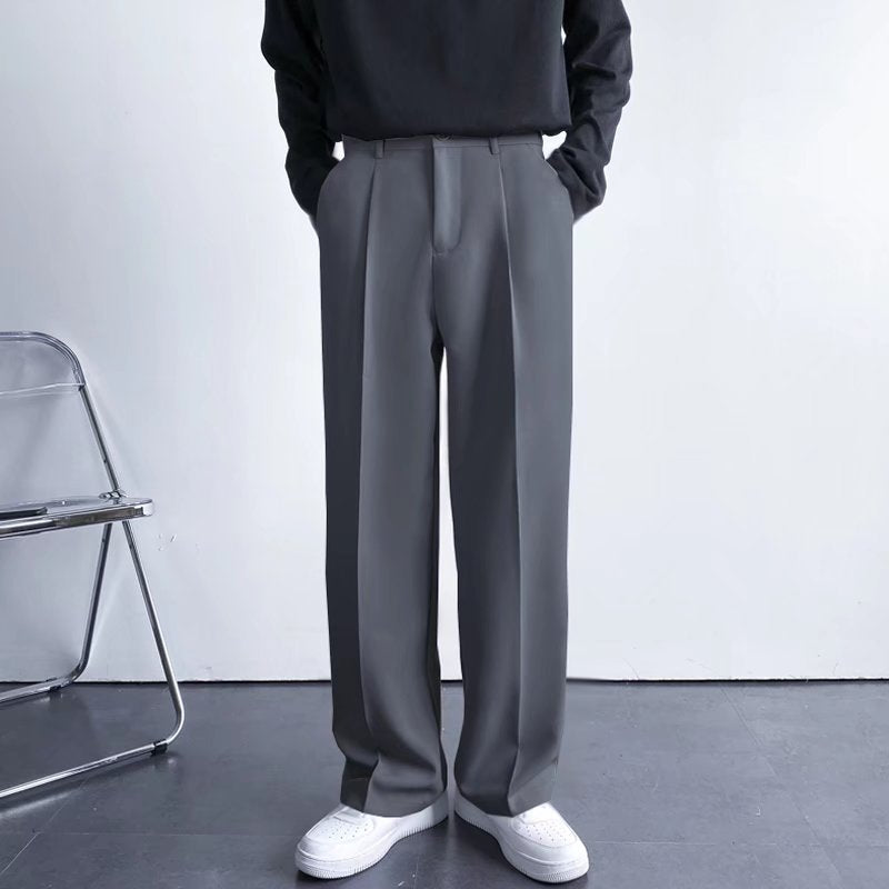 Pleated Front Relaxed Straight Leg Trousers
