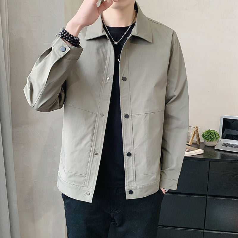 Cotton Blend Relaxed Fit Snap Button Jacket