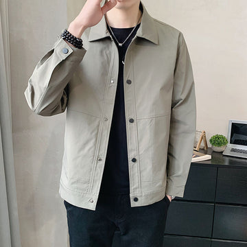 Cotton Blend Relaxed Fit Snap Button Jacket