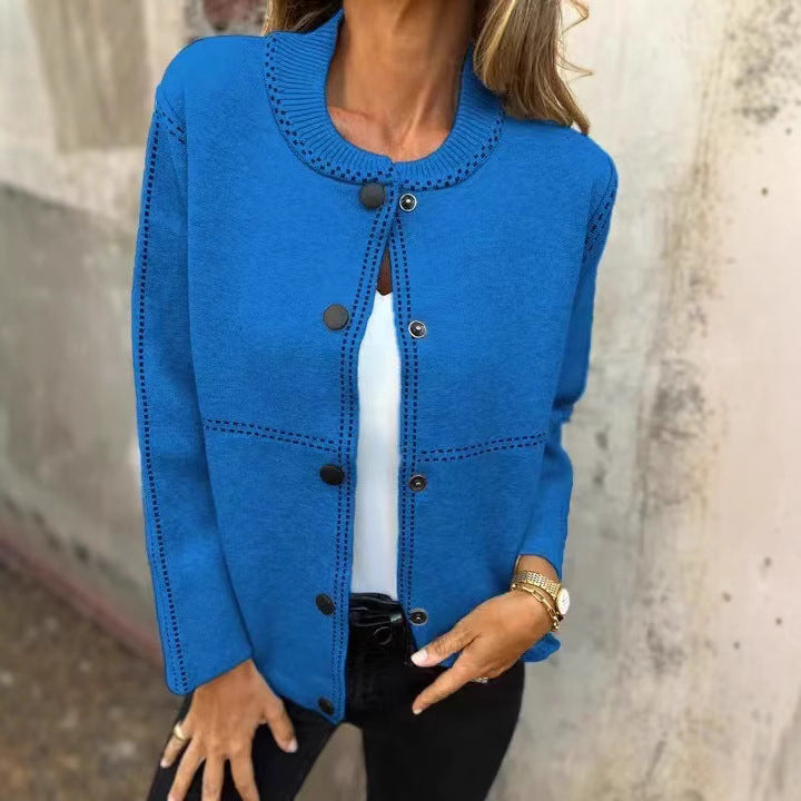 Women's Cardigan Jacket – Relaxed Fit – Soft Knit – Button Closure – Round Neck