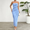 Dress for Women – Strapless – Tailored – Ankle-Length – Asymmetric Ruffle Details