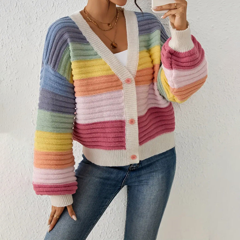 Oversize Chunky Rib Knit V-Neck Cardigan